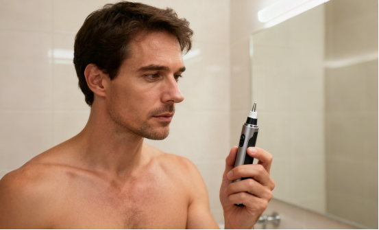Man Using Nose Hair Trimmer - User Loyalty to Brand via Real Experiences
