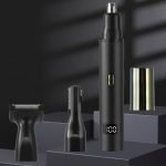 3-in-1 Nose, Ear & Eyebrow Trimmer – 90-Min Runtime, Interchangeable Heads3
