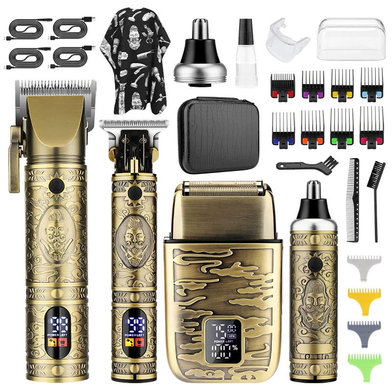 4-Device Men's Grooming Kit – Hair Clipper, Engraver, Shaver & Nose Trimmer, EVA Case1