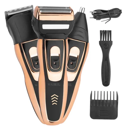 Men's 3-in-1 Electric Shaver – Brushless Motor, Face, Scalp & Nose