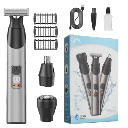 Men's 3-in-1 Magnetic-Head Shaver Kit – Nose Trimmer, LED Display, Child Lock2