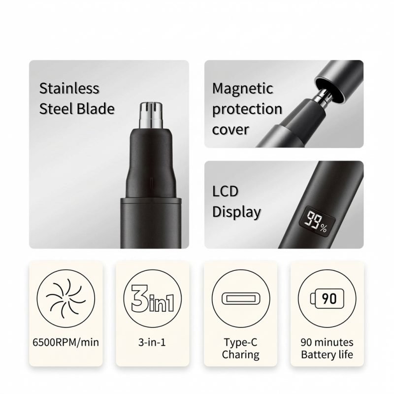 Nose Ear Eyebrow Trimmer (3-in-1)