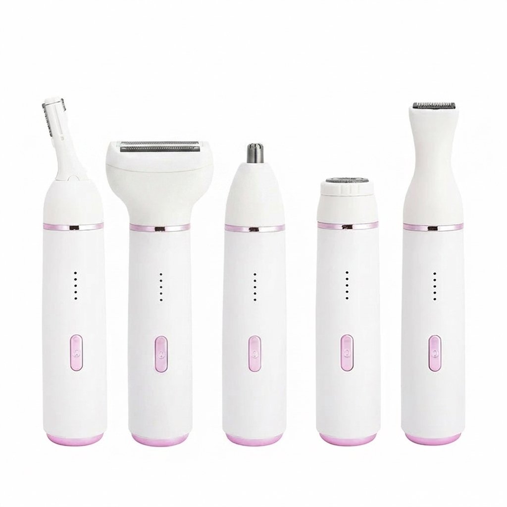 Women's 5-in-1 Electric Hair Removal Kit – CE RoHS FCC Certified, White Women's 5-in-1 Electric Hair Removal Kit