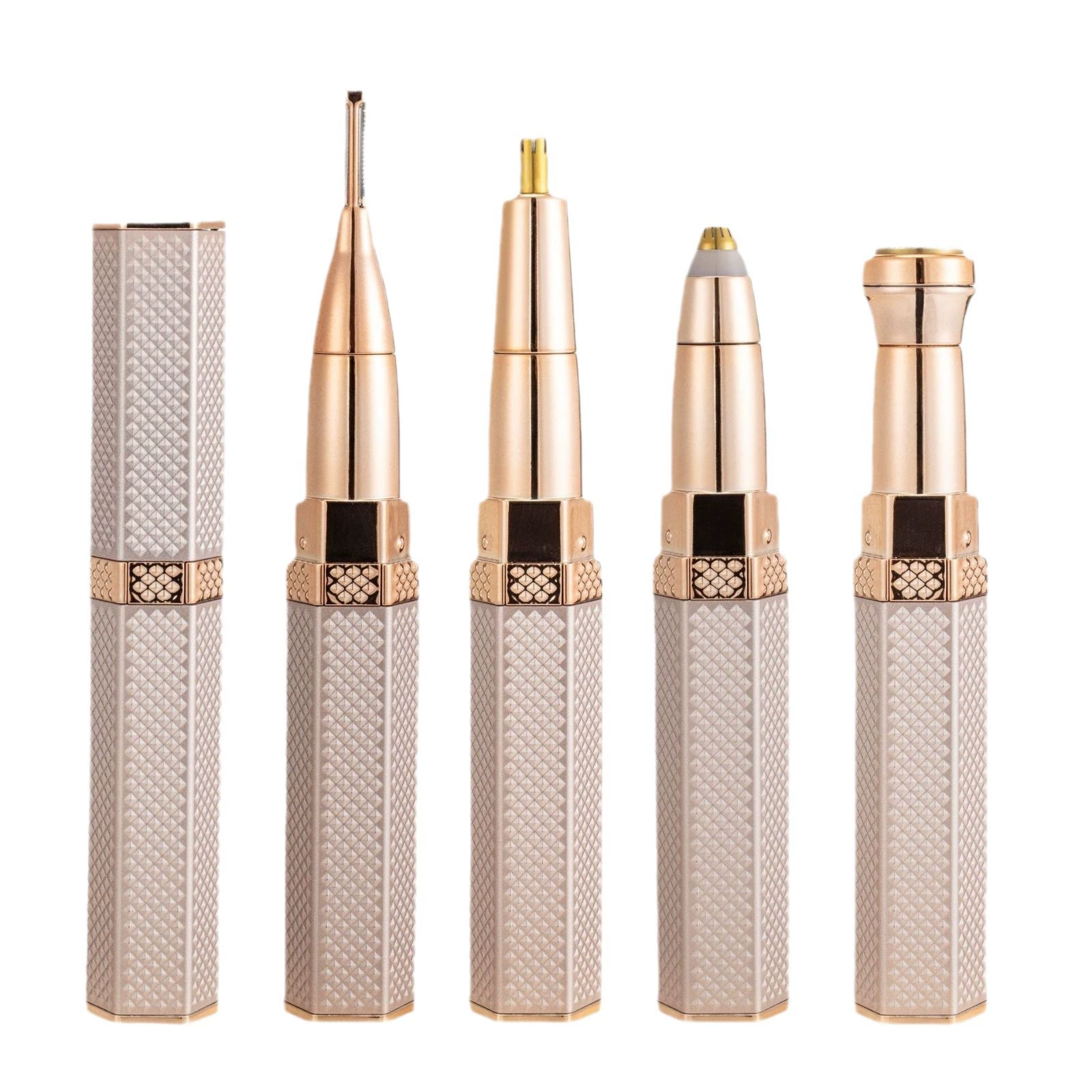 Rose Gold Womens Electric Nose Facial Hair Trimmer Lipstick Style